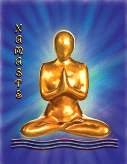 "Namaste" is a folded card, blank inside, with envelope. Click here to order.